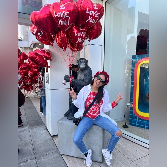 Red French tie dye beret - Picture 5 of 7